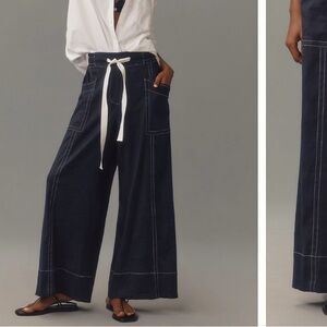 •ANTGROPOLOGIE• maeve linen blend pull-on wide leg pants